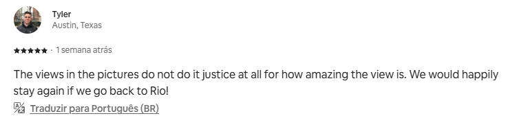 Airbnb review by Tyler