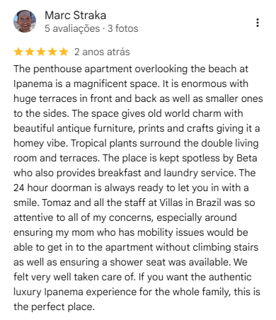 Google review by Marc Straka