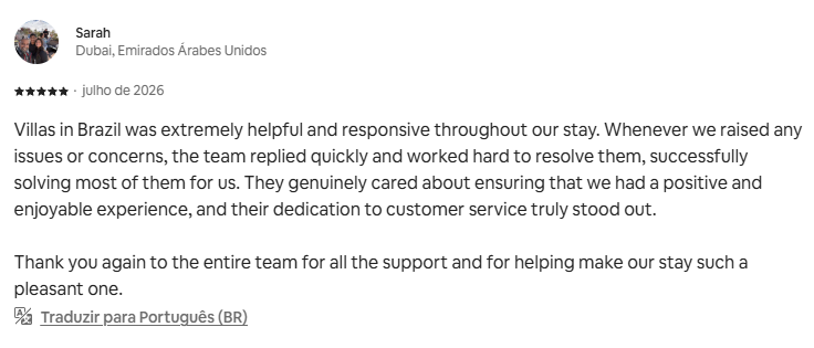 Airbnb review by Sarah