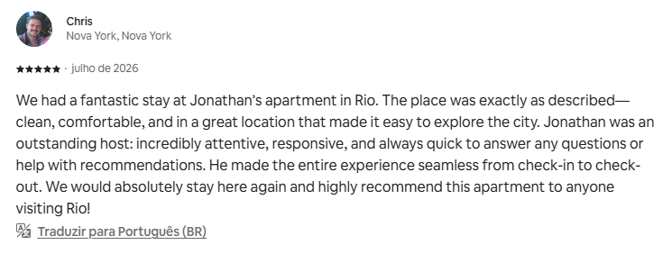 Airbnb review by Chris